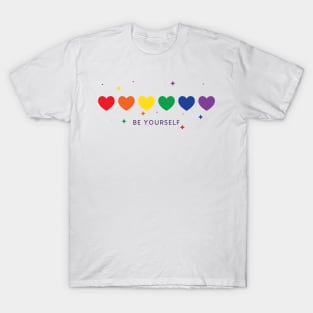 lgbt pride rainbow hearts be yourself T-Shirt